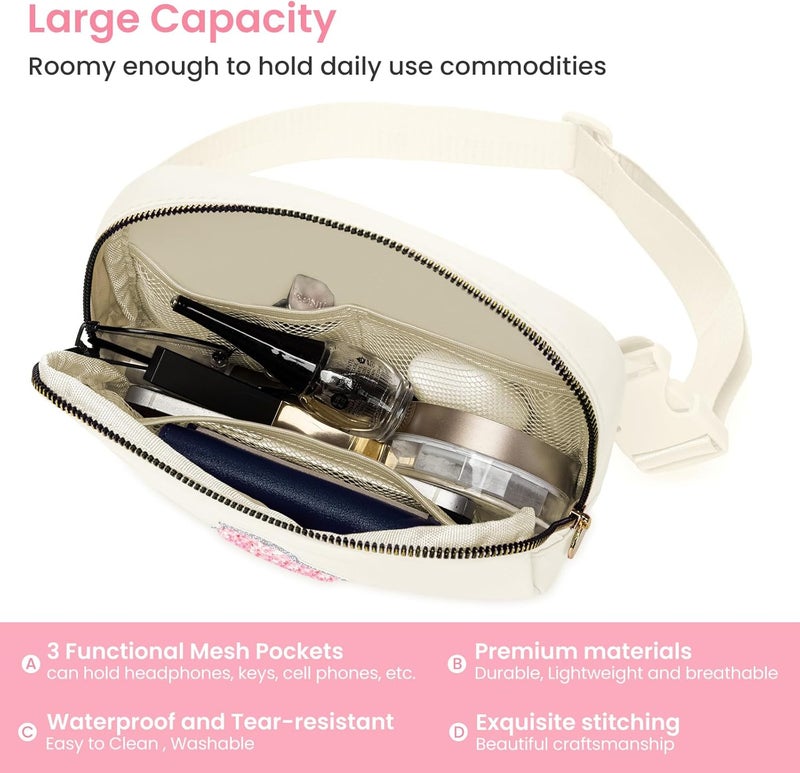 YQE Birthday Gifts for Girls, 4 5 6 7 8 9 10 11 12 13 Year Old Girl Gifts for Teens Kids Daughter Sister Her, Cute Fanny Pack Belt Bag Crossbody Bag Trendy Stuff for Girls Women Teen (Cream, A) - Image 3